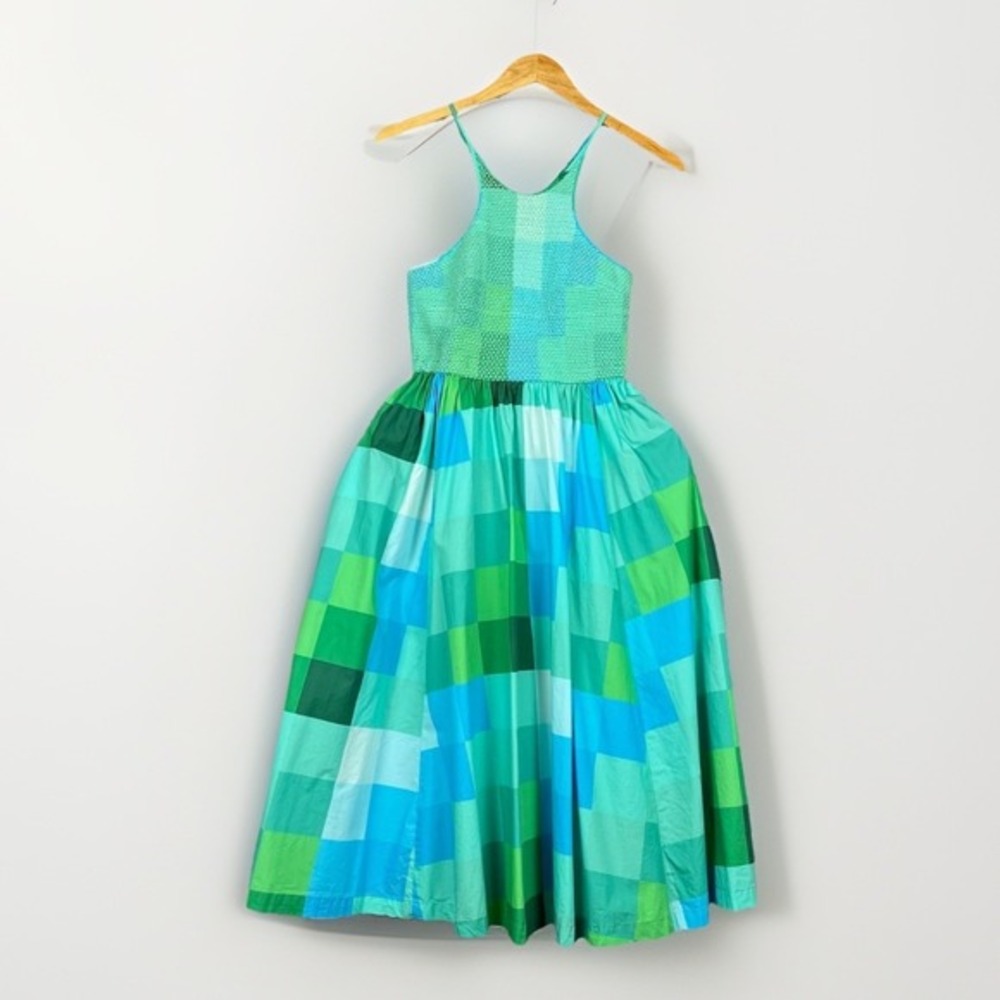Plenty by Tracy Reese Dress Womens XS Midi Halter Smocked Check Plaid Preppy